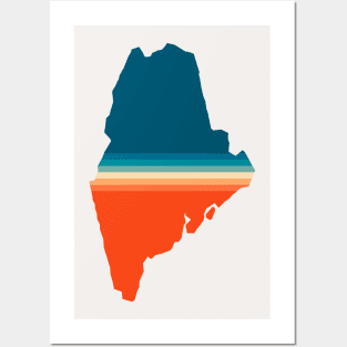 Maine State Retro Map Posters and Art